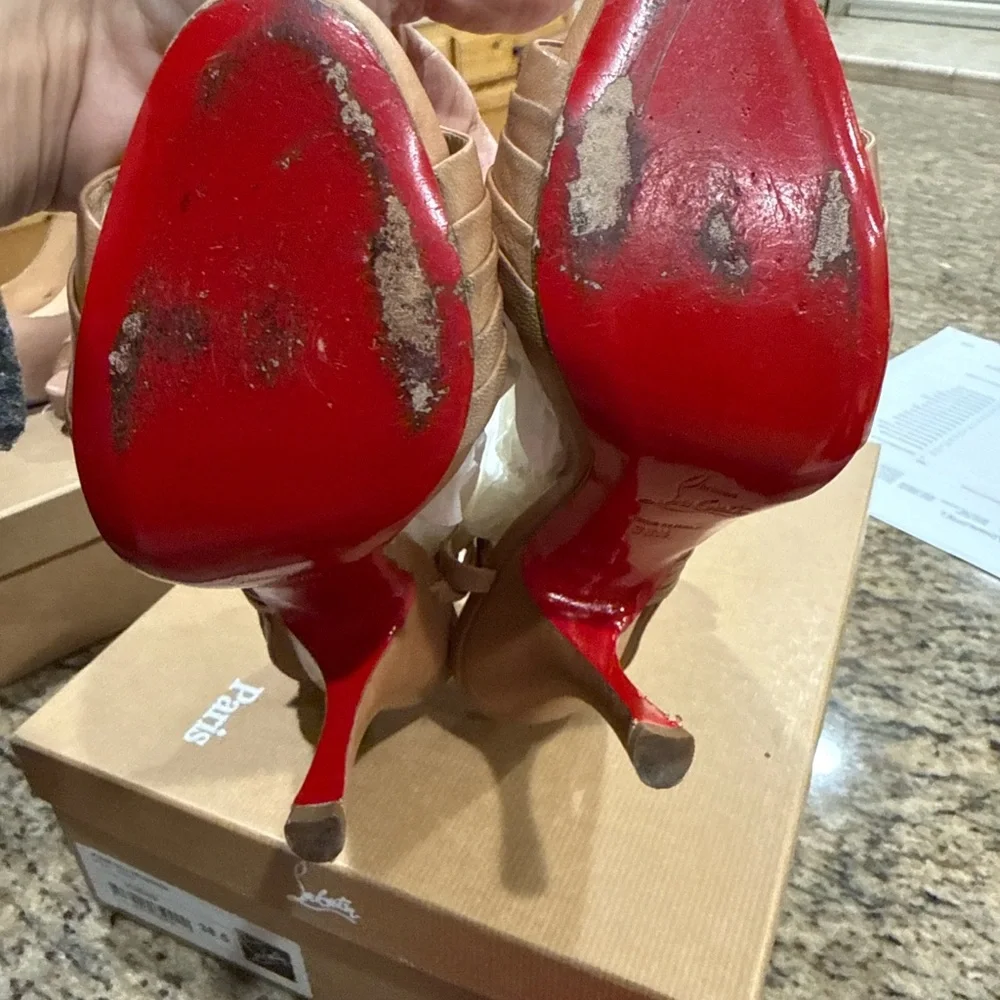 Christian Louboutin Brown Strappy Heels - Picture 4 of 7